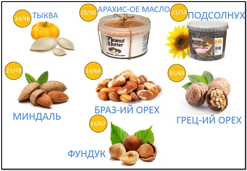 продукты богатые белком орехи и семена