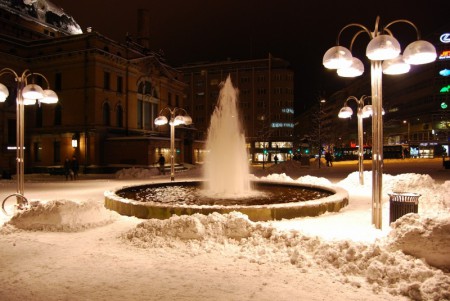 Осло зимой фонтан